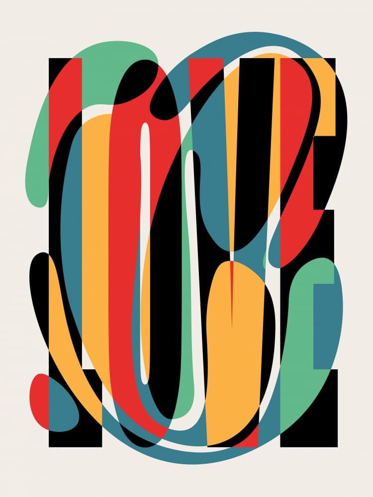 Colorful Love Typography by Retrodrome — canvas wall art