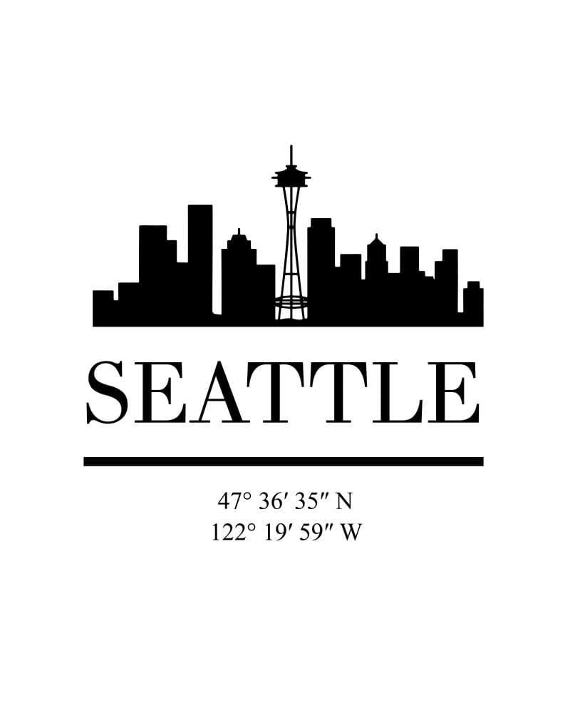 Seattle Skyline Coordinates by Emiliano Deificus — canvas wall art