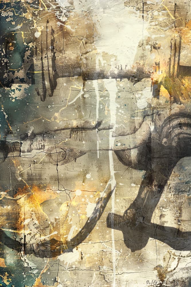 Distressed Elephant Grunge by Rafal Kulik — canvas wall art