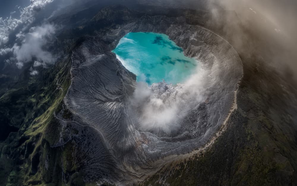 Turquoise Volcano Lake by Dennis Zhang — canvas wall art