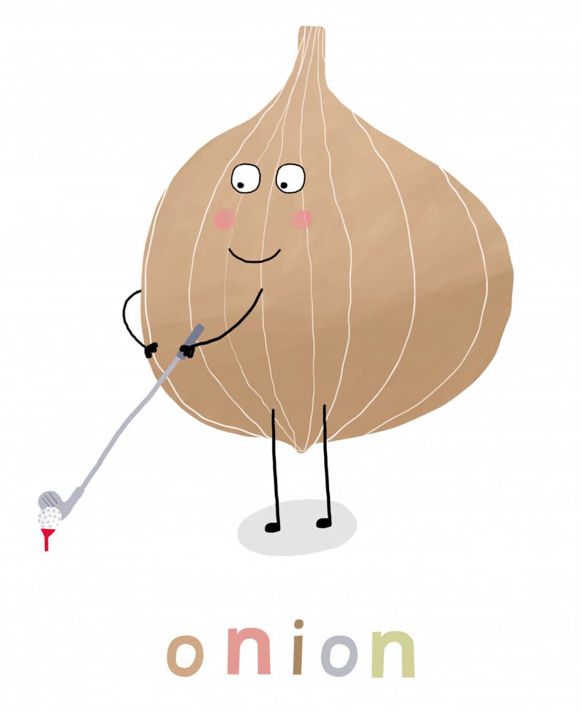 Cute Onion Golfer by Carla Daly — canvas wall art
