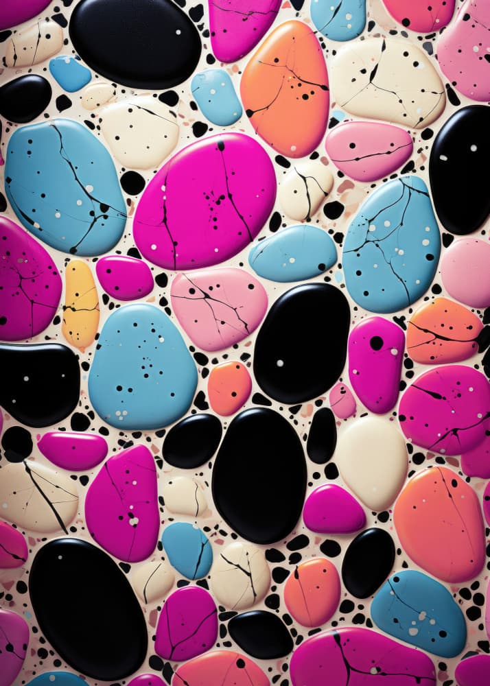 Vibrant Painted Pebbles by Justyna Jaszke — canvas wall art