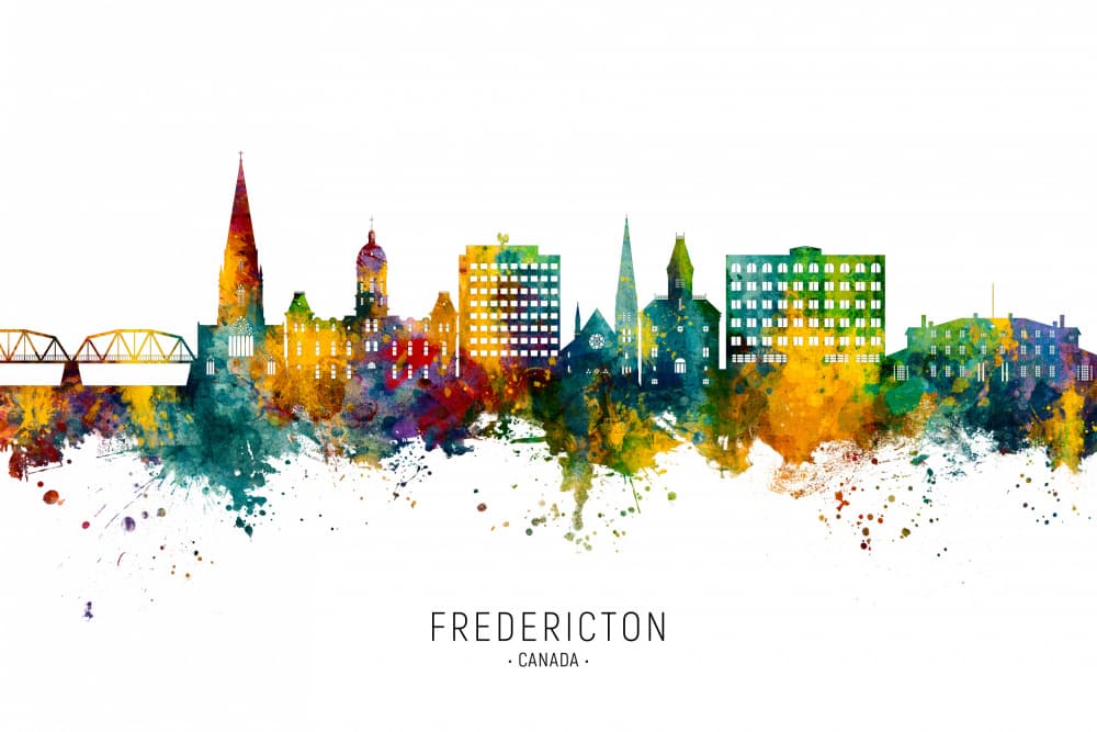 Vibrant Fredericton Skyline by Michael Tompsett — canvas wall art
