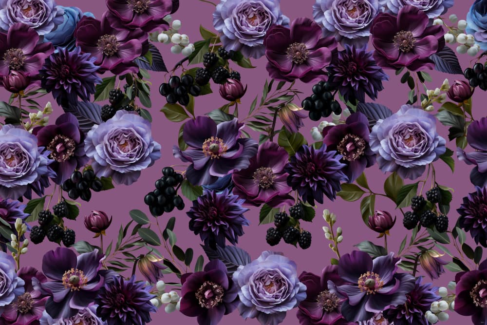 Moody Purple Blooms by Sue Skellern — canvas wall art
