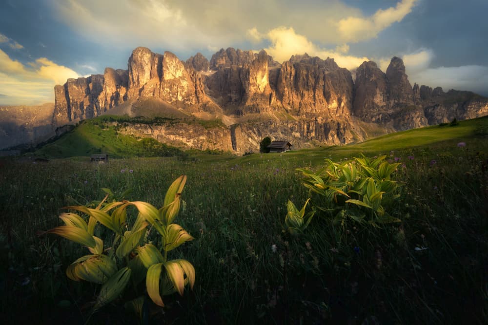 Dolomite Golden Peaks by Martin Morávek — canvas wall art