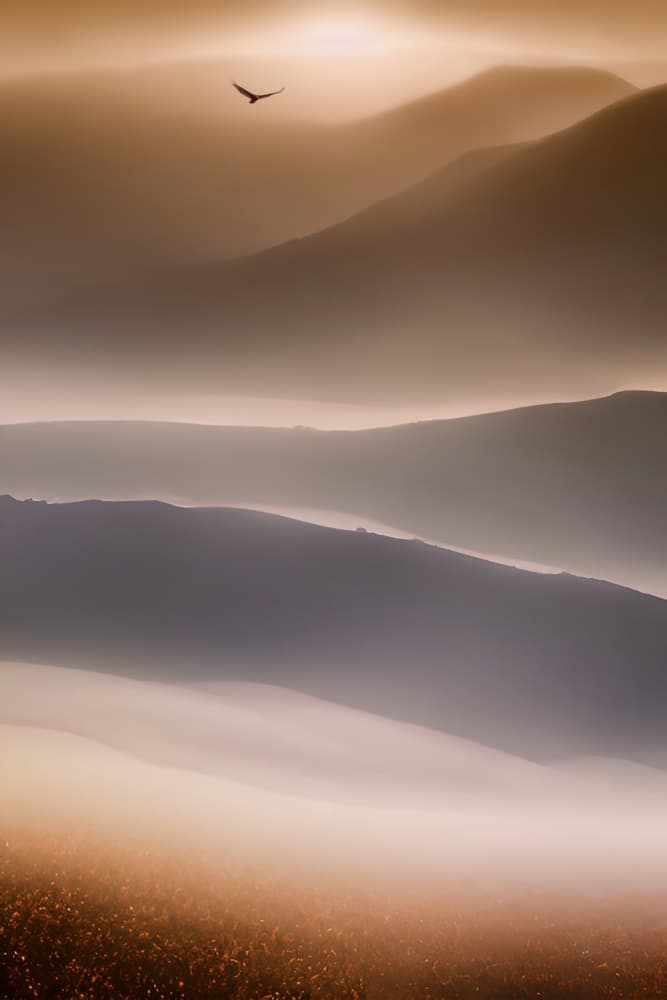 Misty Mountain Serenity by Manu Allicot — canvas wall art