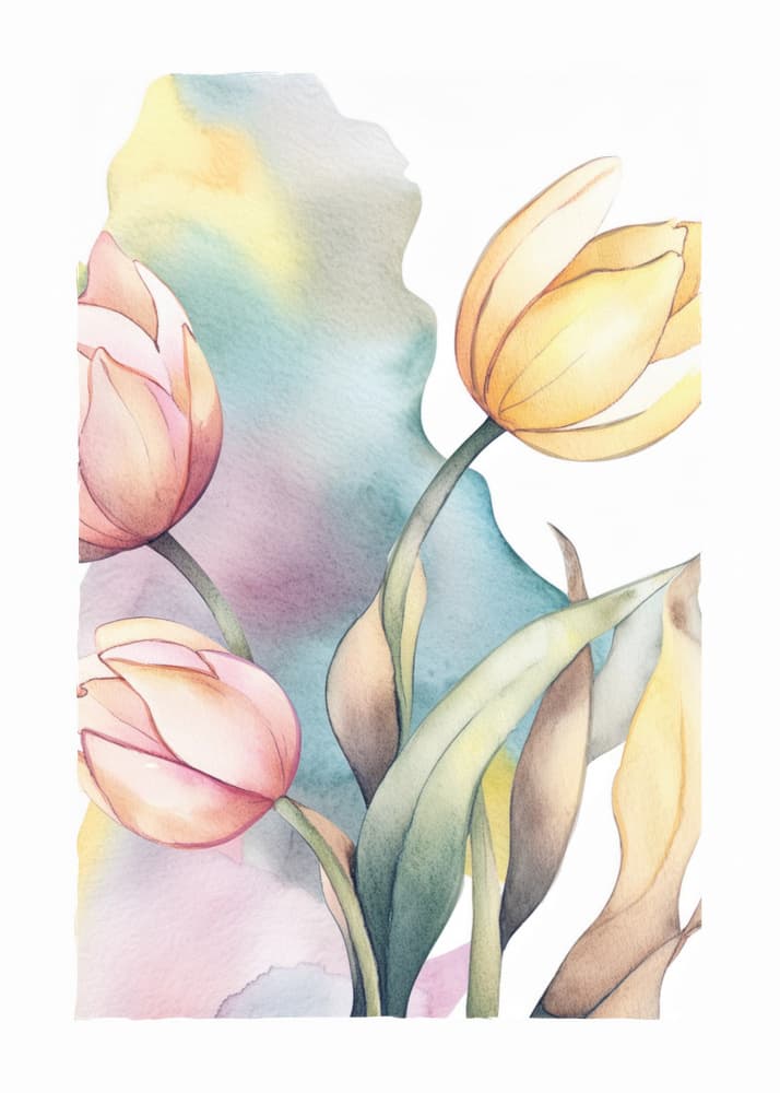 Soft Watercolor Tulips by Paperago — canvas wall art
