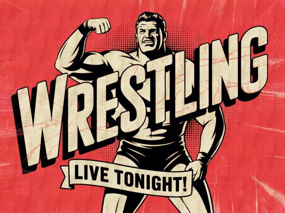 Vintage Wrestling Live Tonight by Andreas Magnusson — canvas wall art