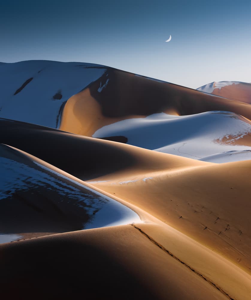 Golden Snow Dunes by Shanyewuyu — canvas wall art