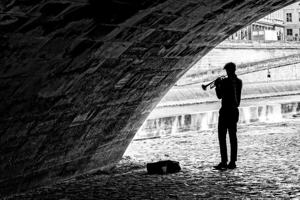 Musician Under Arch by Isabelle DUPONT — canvas wall art