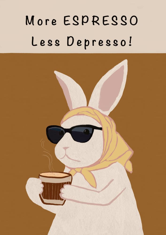 More Espresso Less Depresso by Sharyn Bursic — canvas wall art