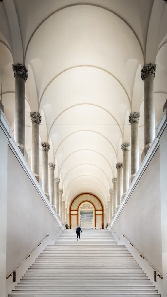 Symmetrical Grand Staircase by Andy Dauer — canvas wall art