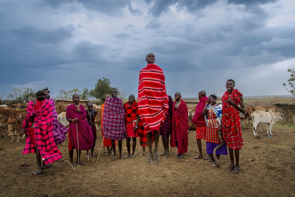 Maasai Jumping Dance by Anita Singh — canvas wall art