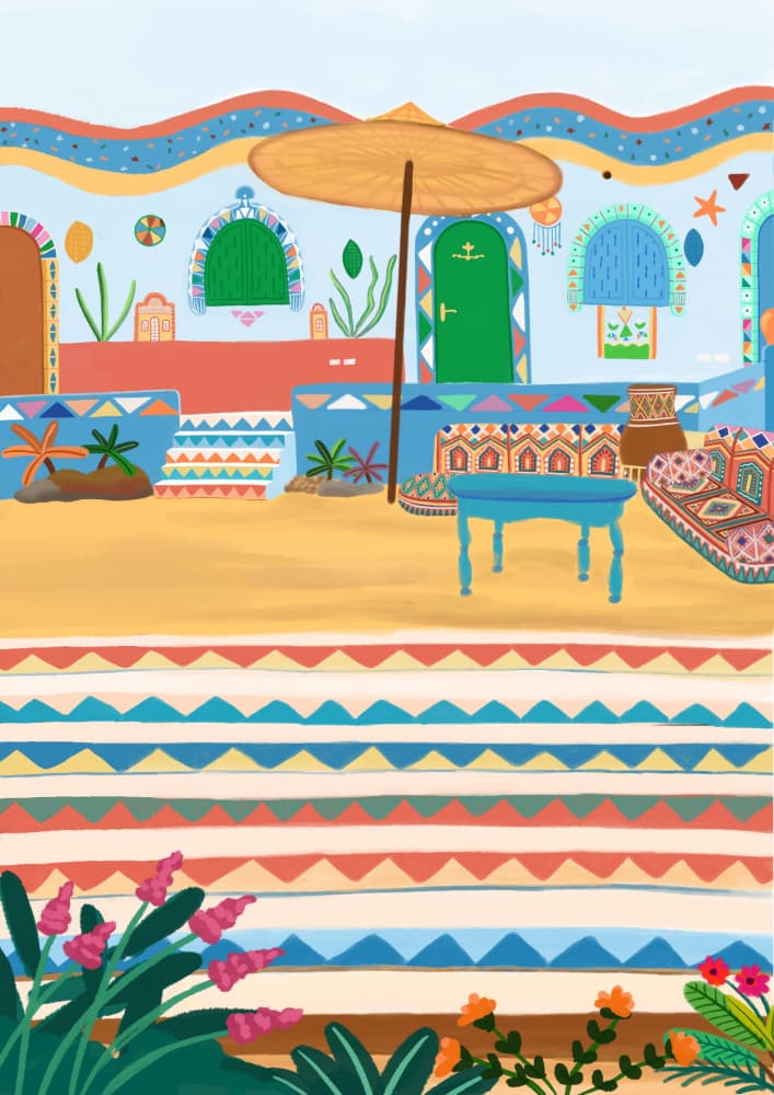 Colorful Desert Terrace by Nidhi Kachhadiya — canvas wall art