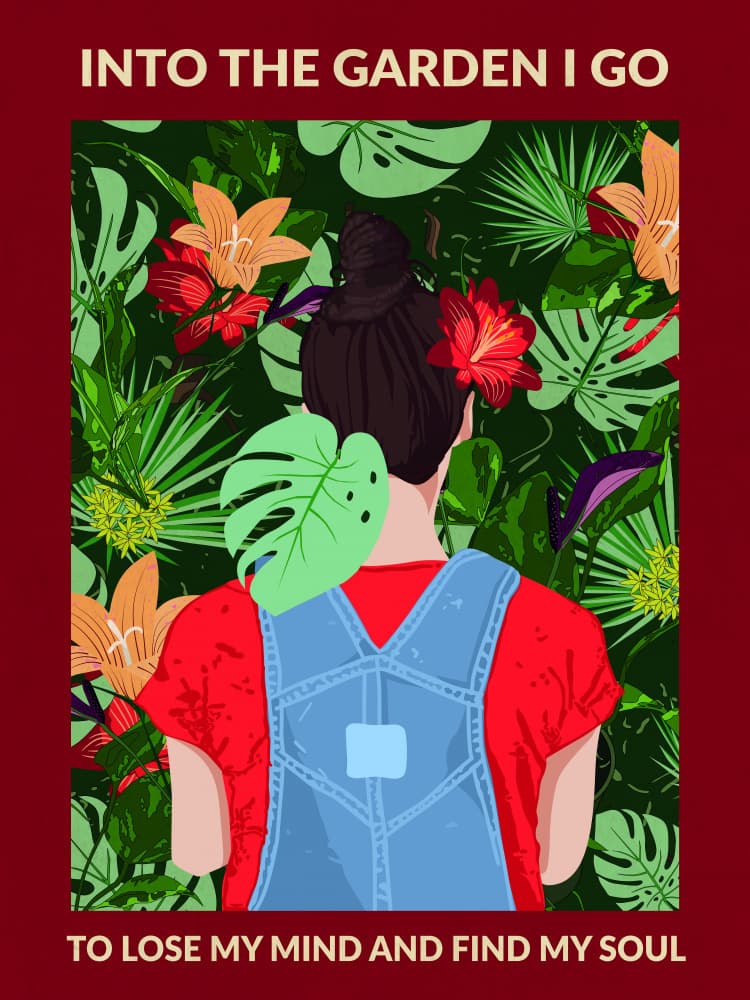Tropical Garden Woman by WallChart Art Studio — canvas wall art