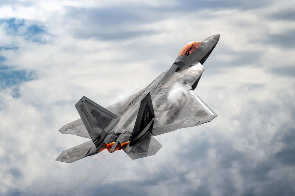 Fighter Jet Above Clouds by Ziwen He — canvas wall art
