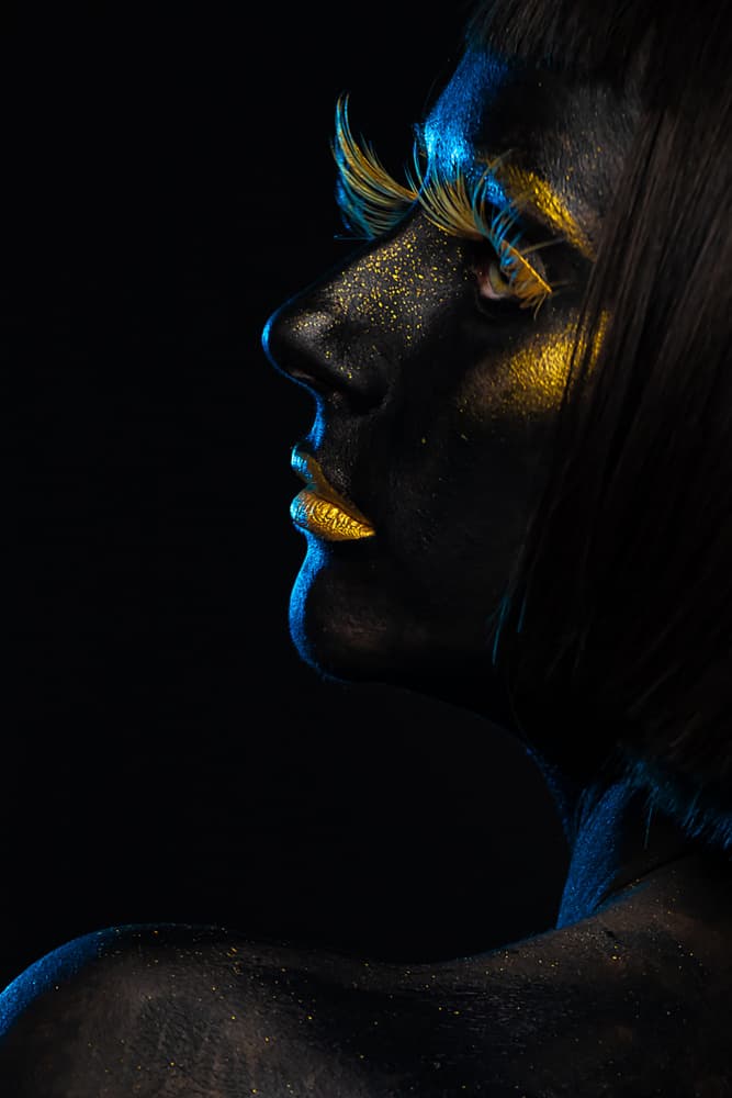 Black Gold Woman Profile by MAZAL TOV MATTY OZERI — canvas wall art