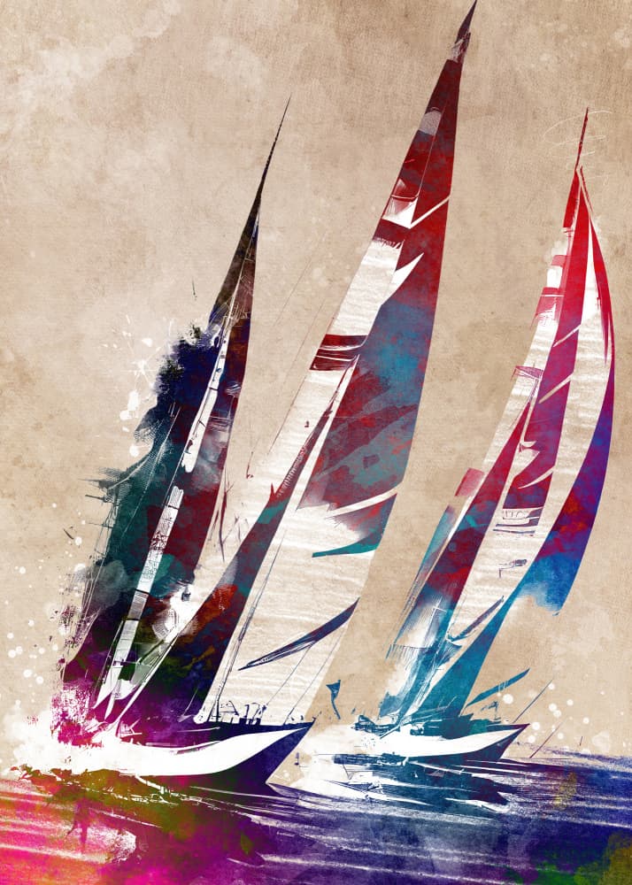 Vibrant Sailboat Race by Justyna Jaszke — canvas wall art