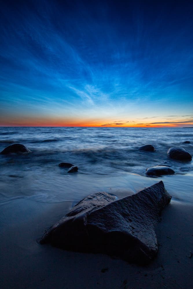Electric Blue Twilight Seascape by Andres Papp — canvas wall art