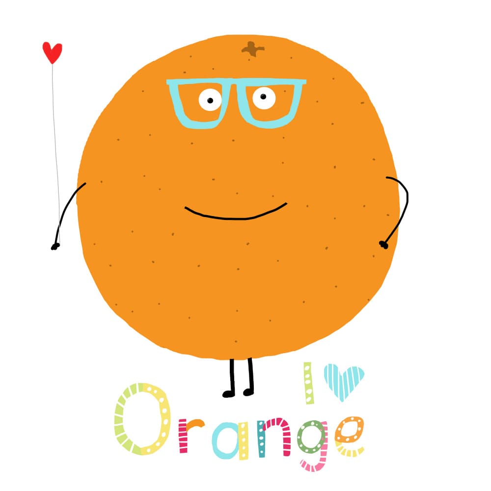 Happy Orange Character by Carla Daly — canvas wall art