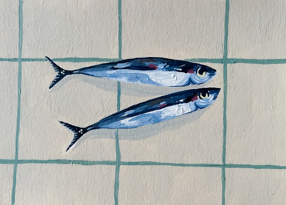 Two Blue Fish by Madison Phipps — canvas wall art