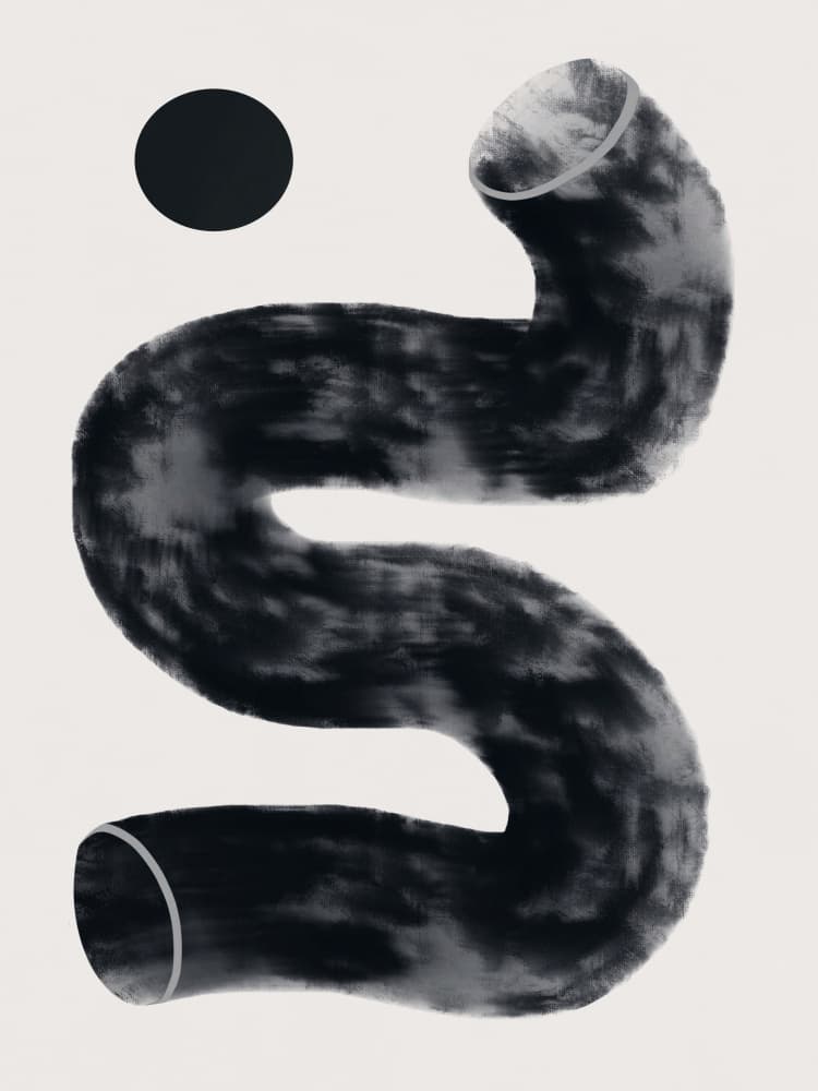 S Shape Black Circle by Little Dean — canvas wall art