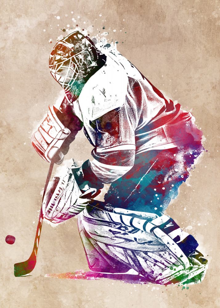 Vibrant Hockey Goalie by Justyna Jaszke — canvas wall art