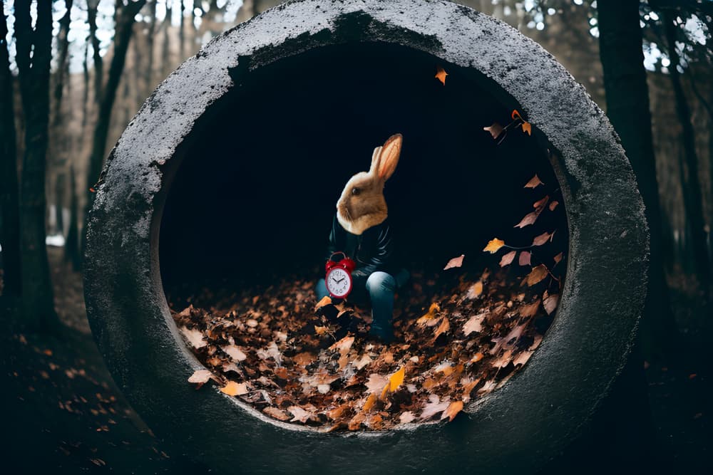 Surreal Rabbit Autumn Pipe by Ciupureanu Dan — canvas wall art