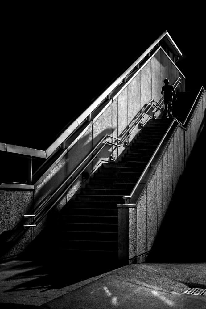 Solitary Figure Ascent by Kentaro Watanabe — canvas wall art