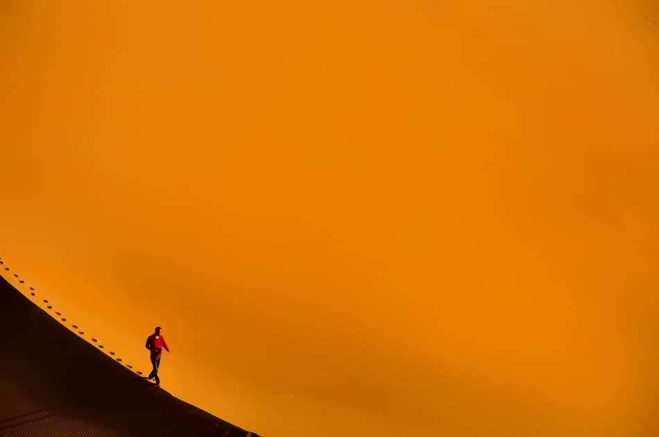 Solitary Dune Ascent by Arash Karimi — canvas wall art