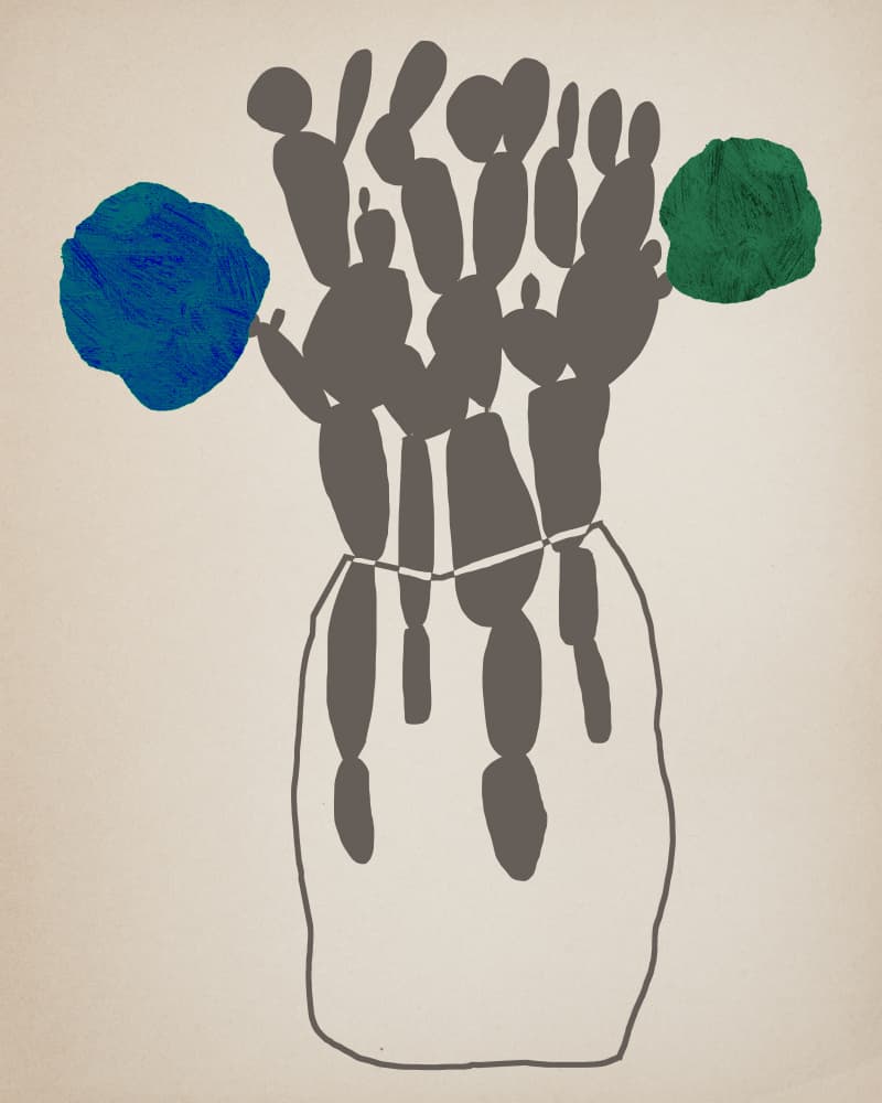 Blue Green Cactus Vase by Diana Jahns — canvas wall art