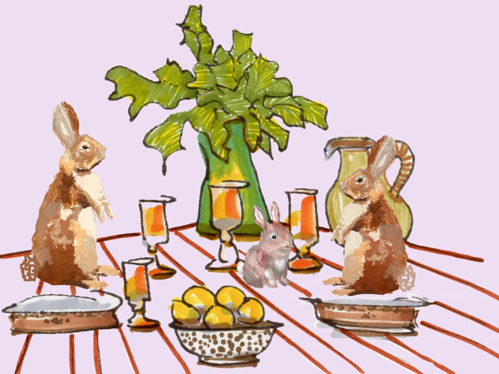 Bunny Family Dinner by Breanna Megan Studio — canvas wall art