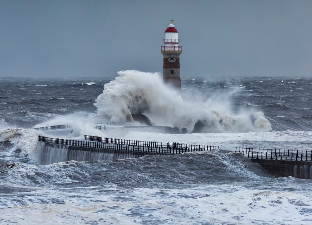 Stormy Lighthouse Waves by Daniel Springgay — canvas wall art