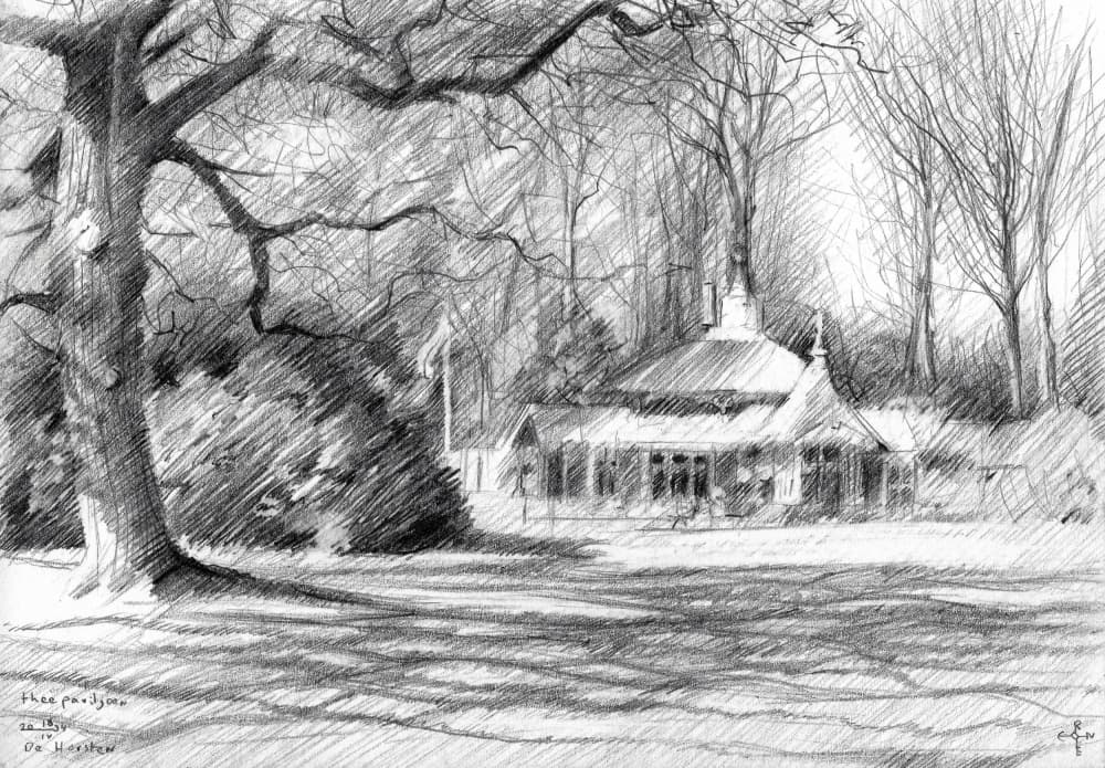 Park Pavilion Sketch by Corné Akkers — canvas wall art