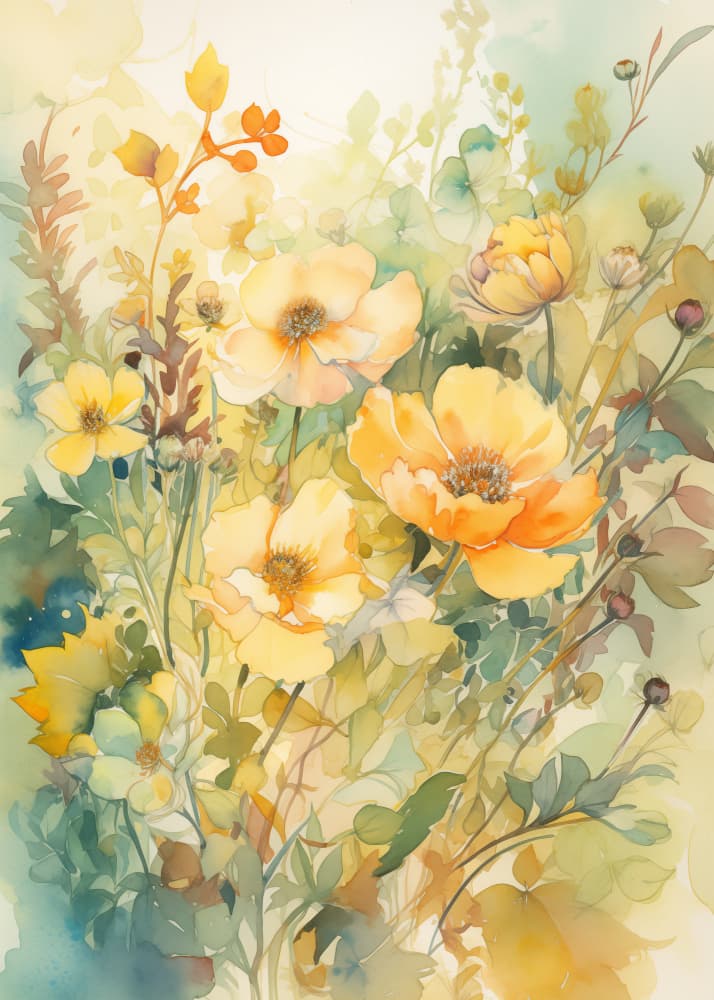 Sunny Watercolor Blooms by Andreas Magnusson — canvas wall art