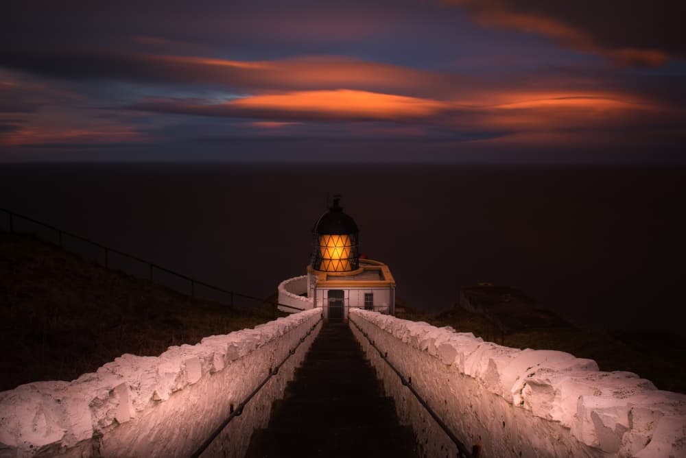Twilight Lighthouse Path by Karen Deakin — canvas wall art