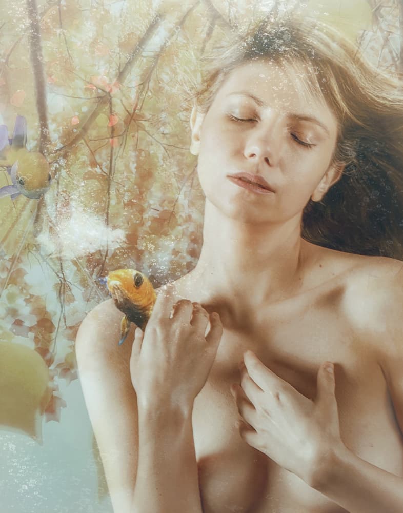 Ethereal Woman And Gecko by miriana — canvas wall art