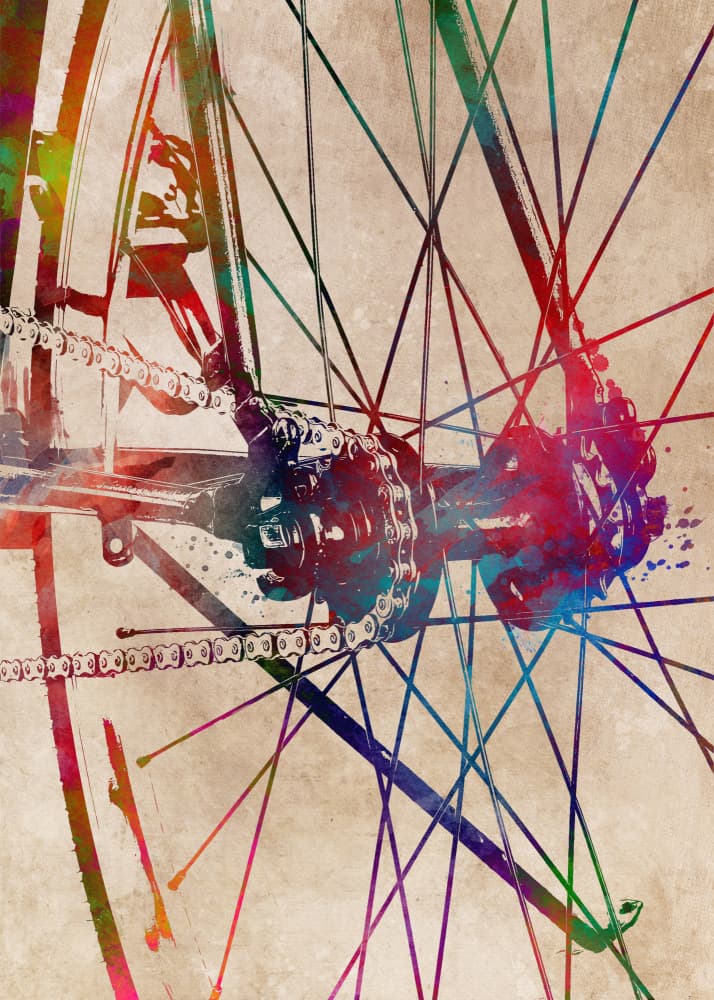Colorful Bicycle Wheel by Justyna Jaszke — canvas wall art