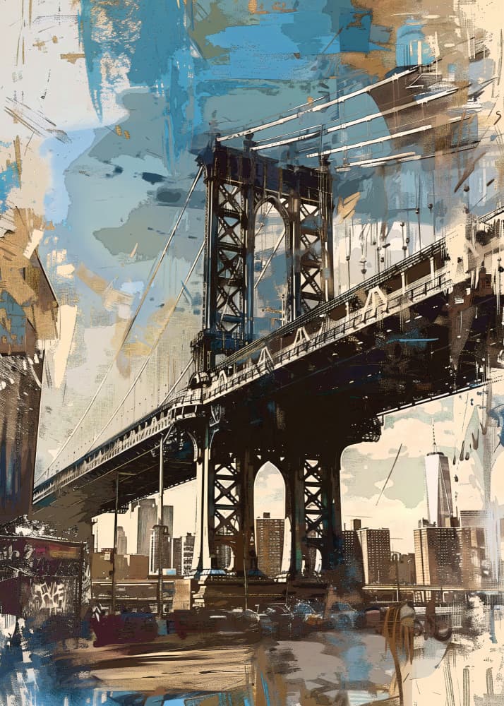 Manhattan Bridge Cityscape by Andreas Magnusson — canvas wall art