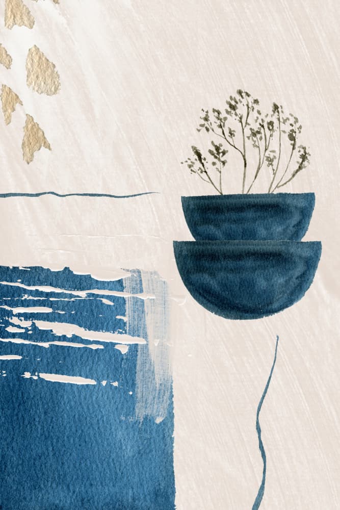 Abstract Blue Botanicals by Sally Ann Moss — canvas wall art