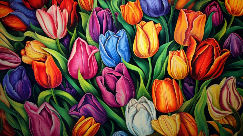 Vibrant Tulip Medley by Bilge Paksoylu — canvas wall art