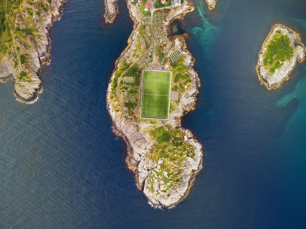 Remote Island Soccer Field by Jie Jin — canvas wall art