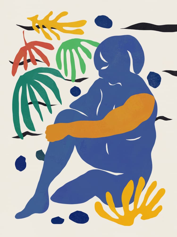 Relaxed Figure With Leaves by Little Dean — canvas wall art