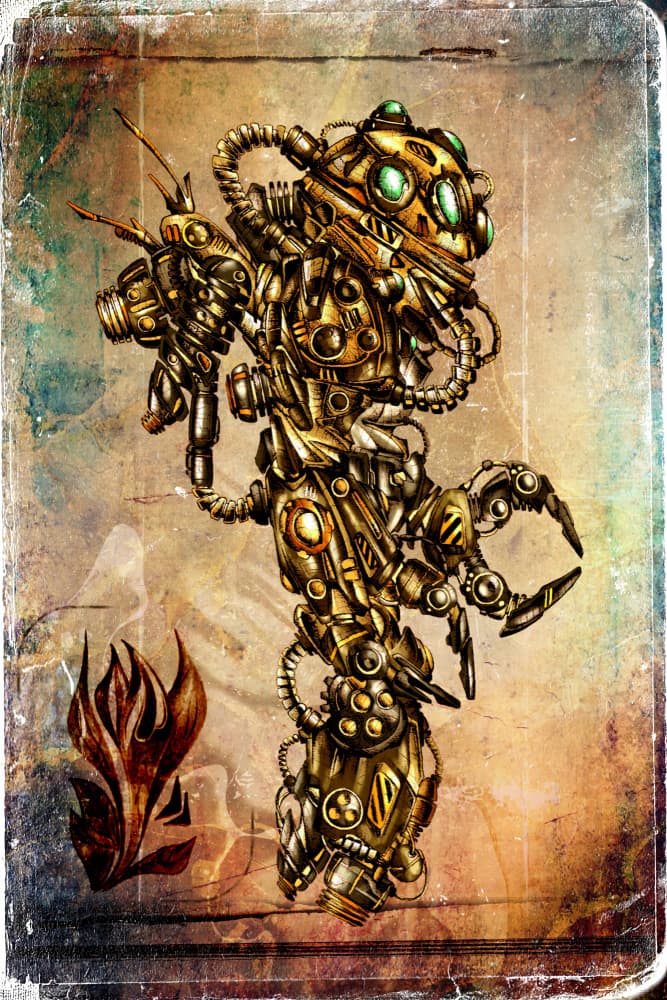 Intricate Steampunk Robot by Rafal Kulik — canvas wall art