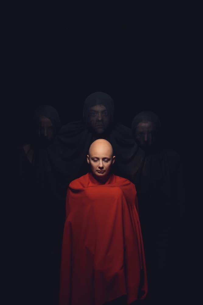 Red Robe Contemplation by Martin Kolev — canvas wall art