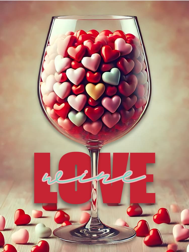Love Wine Glass Hearts by Tonya van Schalkwyk — canvas wall art