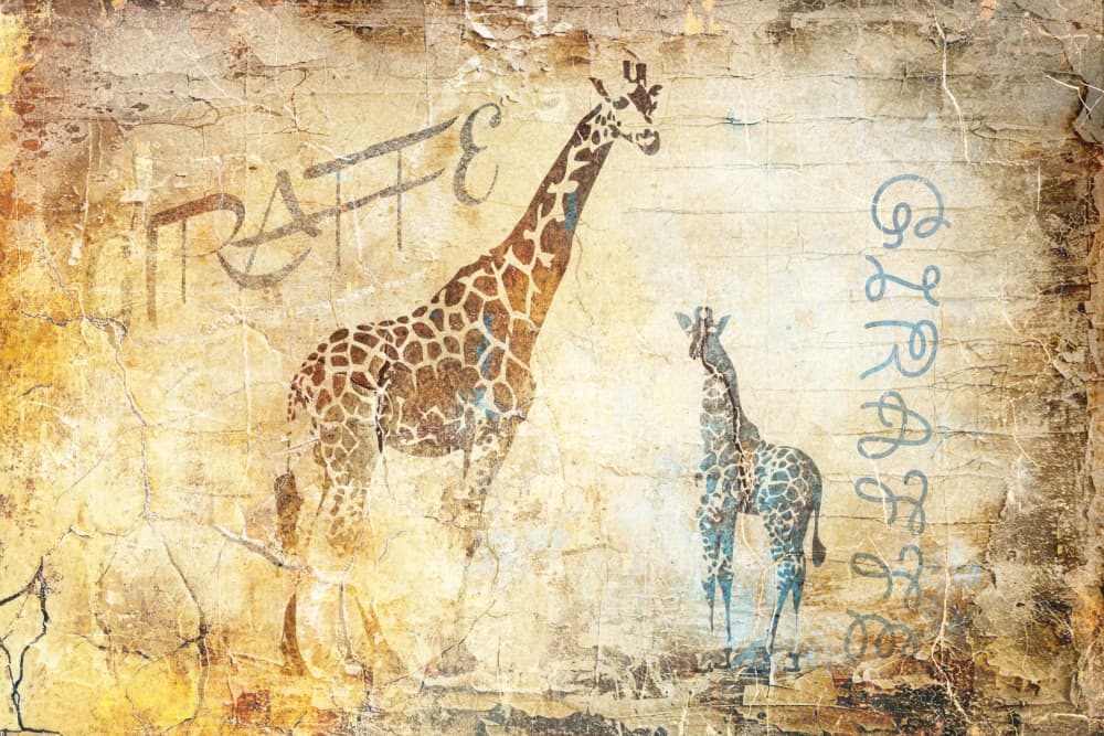 Distressed Safari Giraffes by Rafal Kulik — canvas wall art