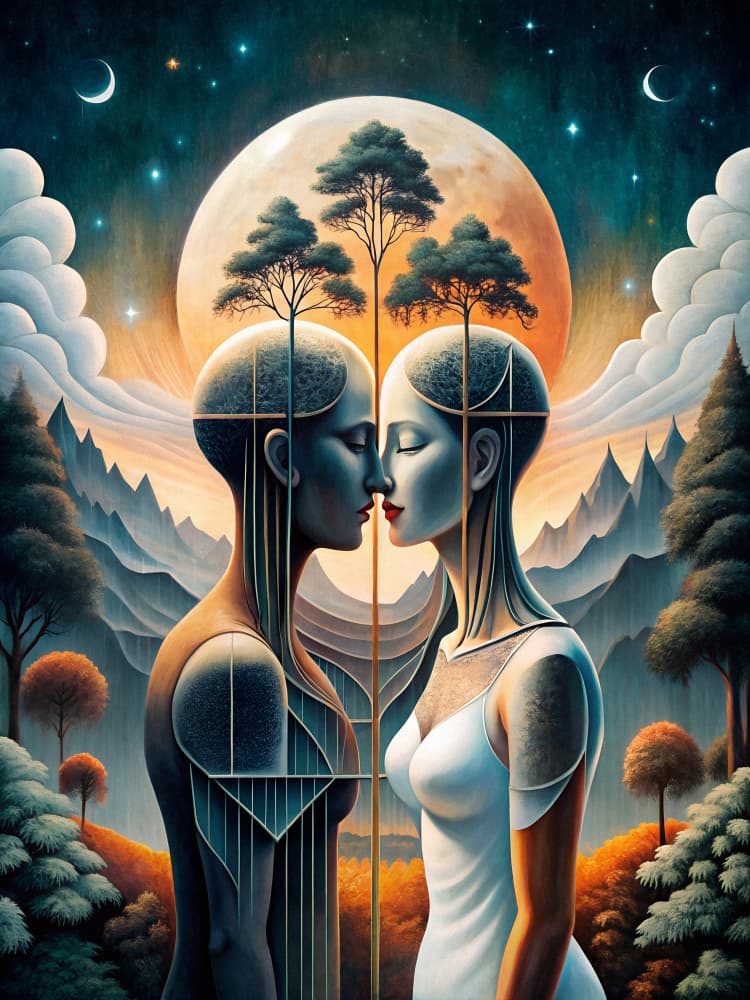 Moonlit Soul Connection by Miguel Bruzual — canvas wall art