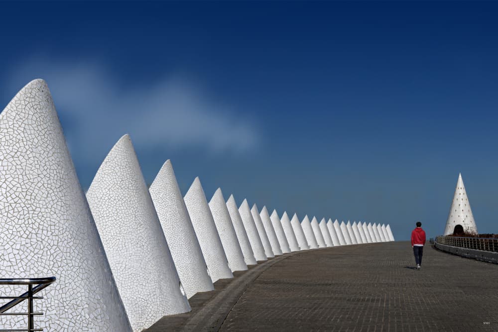 Geometric White Architecture Walk by Wilma Wijers Smeets — canvas wall art