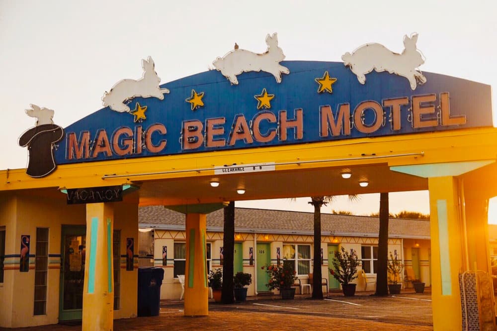 Magic Beach Motel Sunset by Del Mundo Imagery — canvas wall art